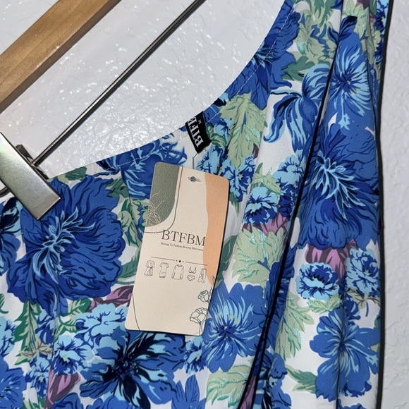 Btfbm One-Shoulder Floral Dress in Blue - Picture 5 of 10